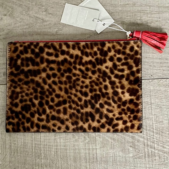 Boden Keepsake Leather Leopard Print Pouch, Tan Leopard - Picture 2 of 5